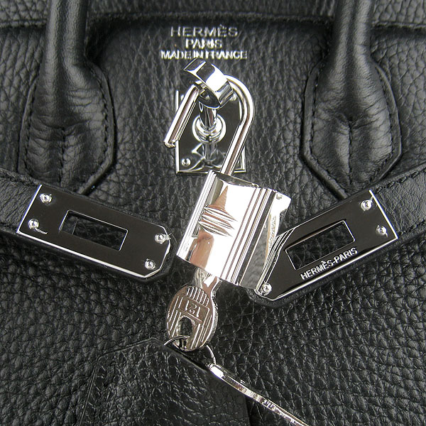 Super A Replica Hermes Togo Leather Birkin 25CM Handbag Black 6068
